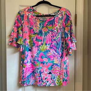 Lilly Pulitzer Short Ruffle Sleeves Top (Pink colors)
